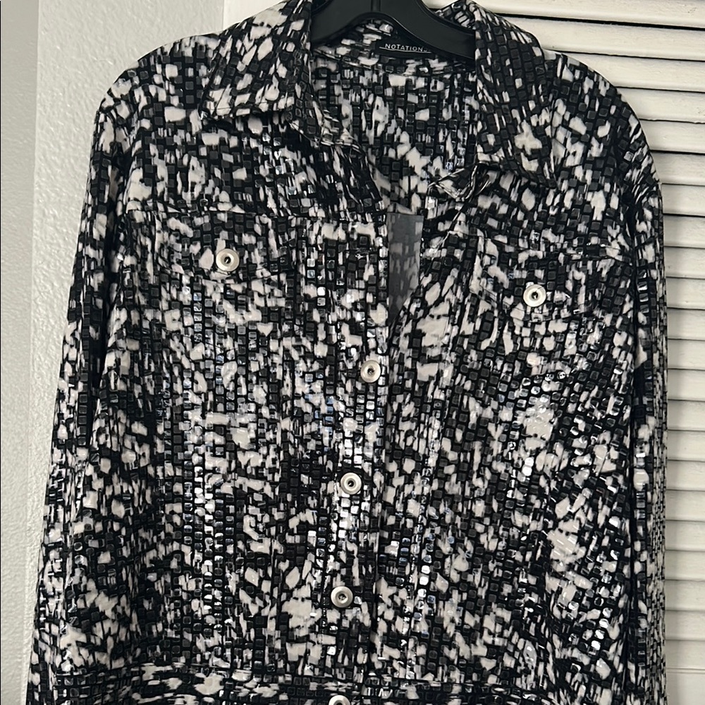 Notations black faux snake print Monochrome Geometric Jacket